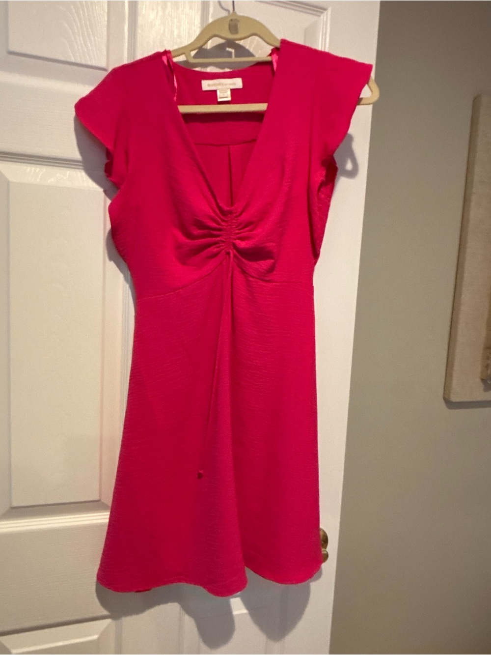 Monteau Fuchsia Twist-Front Cap-Sleeve Mini Dress